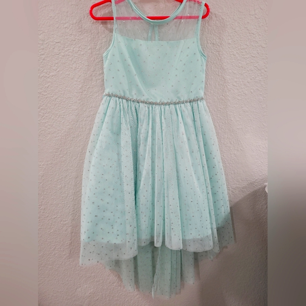 GIRLS SIZE 5 Mint Green Sleeveless Tulle Dress